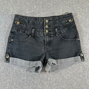 Seductions Sirens Womens High Waisted Denim Shorts Black Size 7 Y2K Cuffed Booty